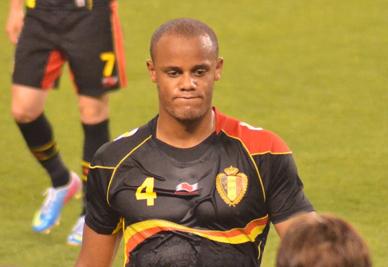 Vincent Kompany met de Belgische nationale ploeg voor een wedstrijd tegen de Verenigde Staten in 2013.